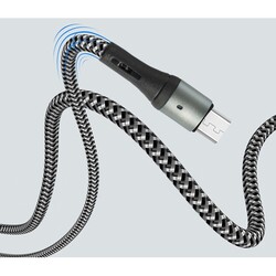 AFRA Japan USB Charging Cable, 2.4A, Nylon-Braided Jacket, With Data Transmission, USB A to Micro-USB, 1 meter length, Durable, Tangle Free, Auto-Disconnect Function, LED Indicator