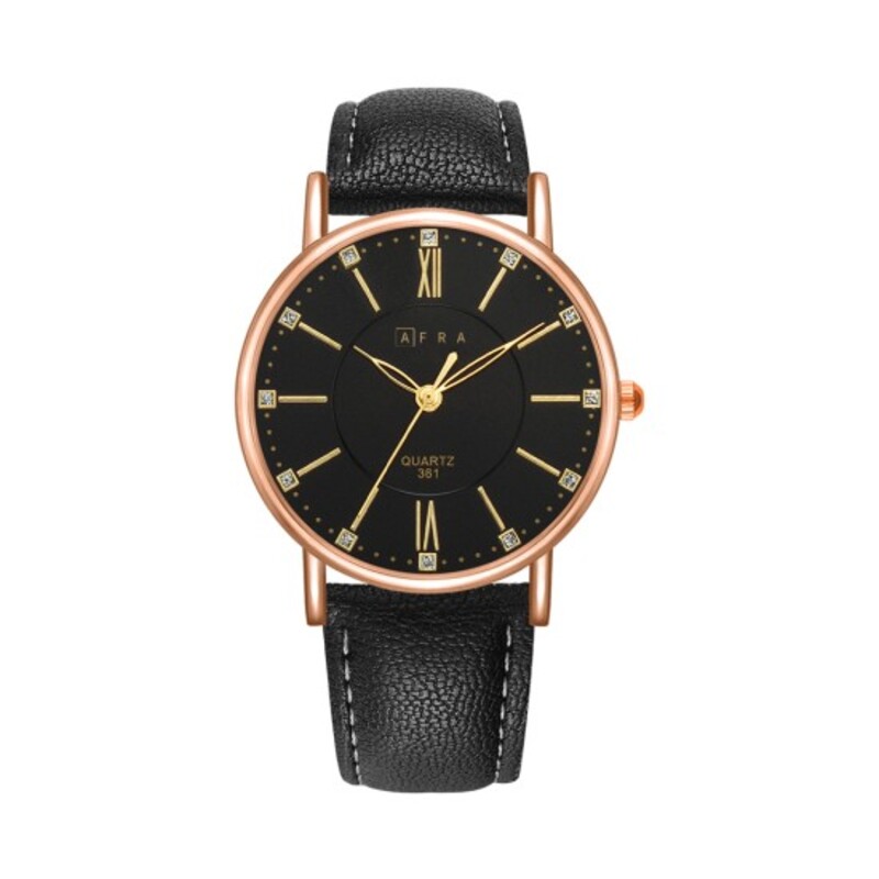 AFRA Kara Lady’s Watch, Lightweight Rose Gold Metal Case, Leather Strap, Water Resistant 30m
