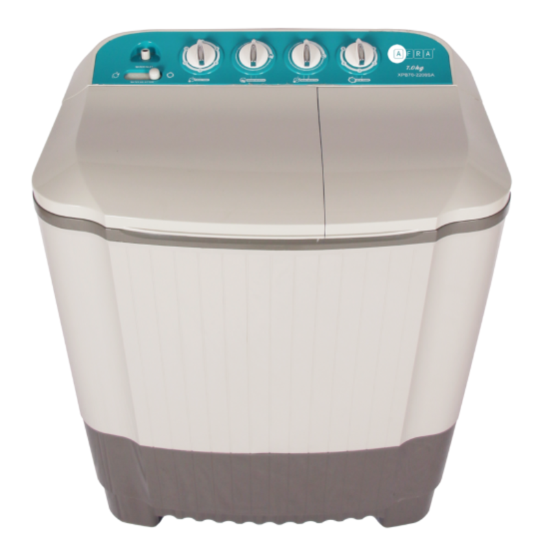 

AFRA Twin Tub Top Loading Washing Machine, 7kg Capacity, White, Double Layer Body, ESMA Approved, AF-700WMBL, 2 Years Warranty