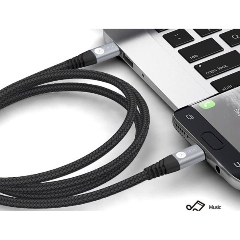 AFRA USB Charging Cable, 3A, 60W, Nylon-Braided Jacket, With Data Transmission, Type C, 1 meter length, Durable, Tangle Free