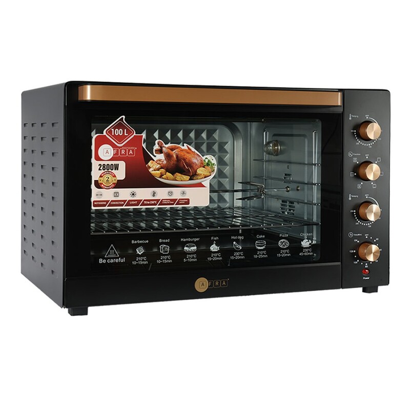 Afra Japan Electric Oven Toaster, 2800W, 100L Capacity, Cooking and Grilling, Adjustable Thermostat, 60 Minute Timer, G-MARK, ESMA, ROHS, and CB Certified, 2 years Warranty.