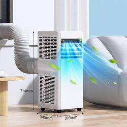 AFRA Portable Air Conditioner, 12,000 BTU, 2,560W Heating, Eco-Friendly R290 Refrigerant, Quiet Operation, Moisture Control, Remote Control, 24-Hour Timer, AF-120PACWH, 2-Year Warranty.