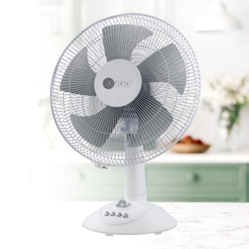 AFRA Table Fan, 12 inch, 60w, 1200 RPM, With 3 Speed Controller 60 Minutes Timer, AF-1260TFWT, 1 Year Warranty
