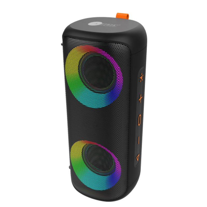 AFRA Bluetooth Speaker, 12watts, Black, Plastic Body, Ultra Bass, Rgb Light Show, Ipx4 Waterproof, 3.7v/3000Mah Rechargeable Battery, Esma Approved, AF-0012BSBK2, Years Warranty.