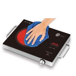AFRA Japan Infrared Cooker (Single), 2000W, Digital Display, BBQ, Stir-Fry, Hot Pot Settings, Lightweight Design, Portable, Child Lock, Crystal Plate.