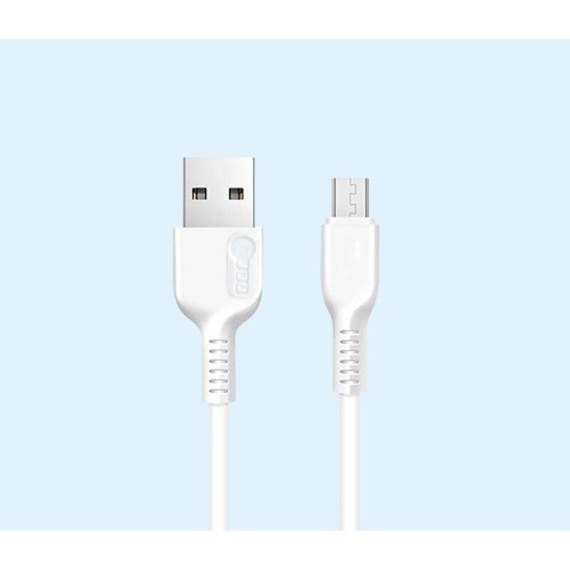 AFRA USB Charging Cable, White, 2.4A, With Data Transmission, USB A to Micro USB, 1 meter length, Durable, Heat Resistant, PVC Serrated Cable Cord, Compatible with iPhone, iPad, iPod.