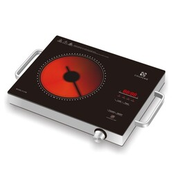 AFRA Infrared Cooker (Single), 2000W, Digital Display, BBQ, Stir-Fry, Hot Pot Settings, Lightweight Design, Portable, Child Lock, Crystal Plate, AF-2000BICBK, 2-Year Warranty