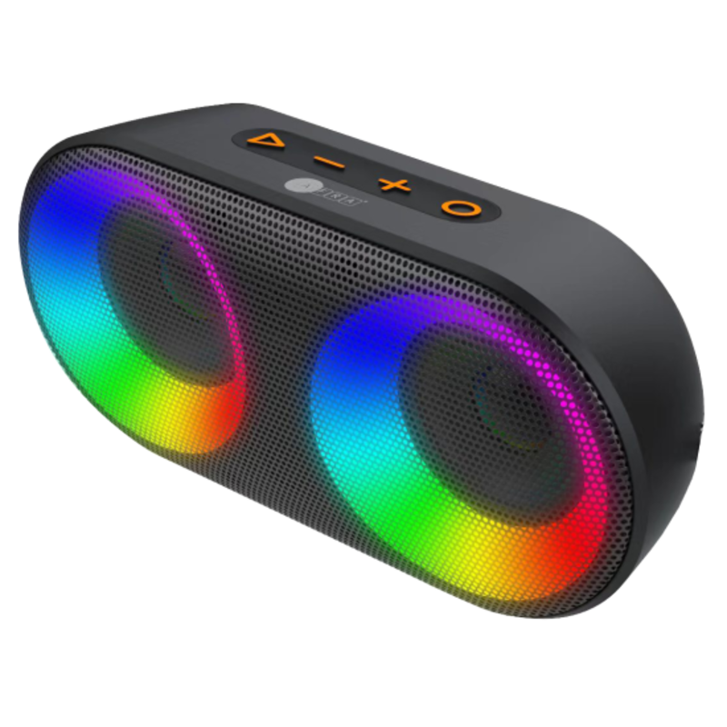 AFRA Bluetooth Speaker, 10 Watts, Black, Plastic Body, Ultra Bass, 3.8 Hour Playtime, LED RGB Lighting, AF-0010BSBK, IPX4 Water Resistance, 2 Years Warranty.