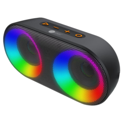 AFRA Bluetooth Speaker, 10 Watts, Black, Plastic Body, Ultra Bass, 3.8 Hour Playtime, LED RGB Lighting, AF-0010BSBK, IPX4 Water Resistance, 2 Years Warranty.