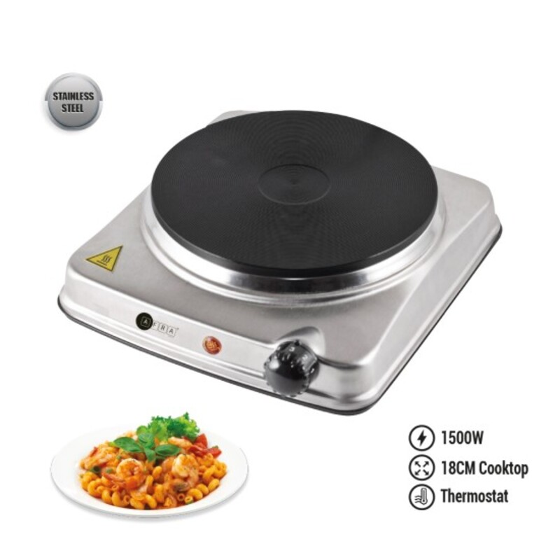 AFRA Japan Single Electric Hotplate, 1500W, Thermostatic Control, Stainless Steel, Overheat Protection, G-MARK, ESMA, ROHS, and CB Certified, 2 years Warranty