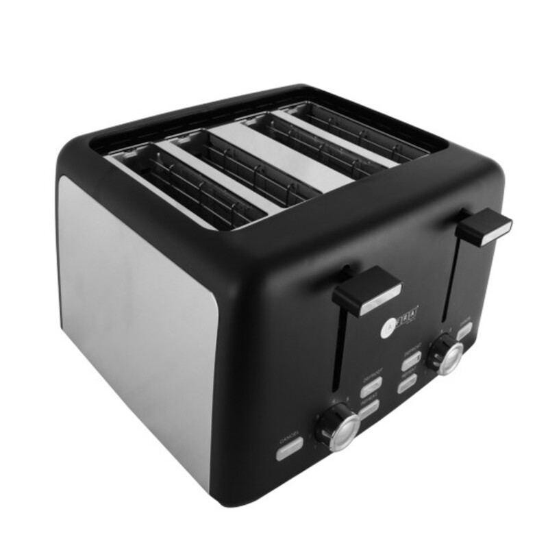AFRA Electric Breakfast Toaster, 1600W, 4 Slots, Removable Crumb Tray, Matte Black Finish, Browning, Reheat, Defrost, G-Mark, ESMA, RoHS, CB, AF-24700TOBL, 2 years warranty