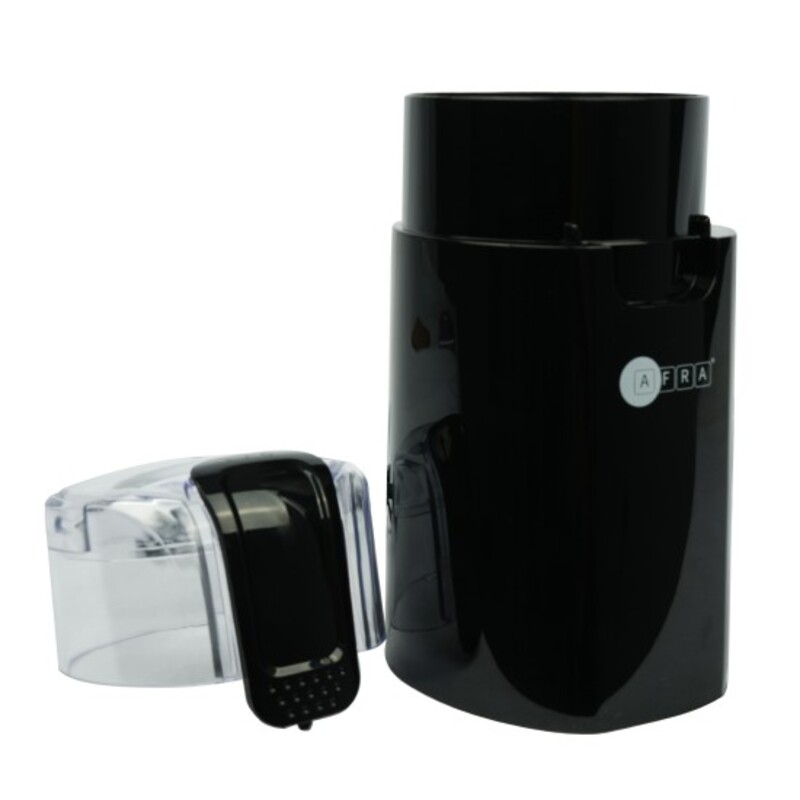 AFRA Coffee Grinder, 150W, Black, 60g Capacity, Adjustable, Black Finish, Transparent Cover, GMARK, ESMA, RoHS, And CB, AF-6150CGRBL, With 2 Years Warranty