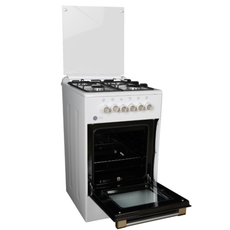 AFRA Japan Free Standing Cooking Range, 50x50, 4 Burners, White Enamel, Compact, Adjustable Legs, Tray and Grid Included, G-Mark, ESMA, RoHS, CB, 2 years warranty.