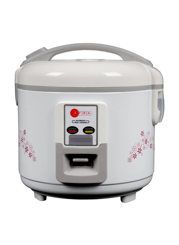 

AFRA Rice Cooker, 1.5 Litre, Inner Pot, Aluminium Heating Plate, Quick & Efficient, Fully Sealable, Preserves Flavors & Nutrients, AF-1550DRWT, 2 Year
