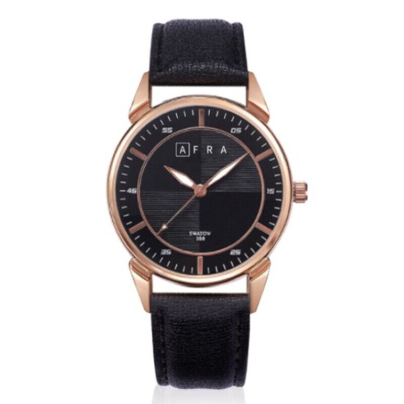 

AFRA Conrad Gentleman’s Watch, Design, Rose Gold Metal Alloy Case, Leather Strap, Water Resistant 30m