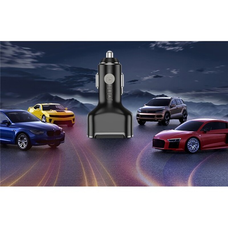 AFRA Compact Car Charger Adapter, 32W, 3A Charging Speed, 3 ports, x2 USB-A, x1 USB-C, Fast Charging, Light, Overheat and Short Circuit Protection, ABS Construction, AF-0095USBC