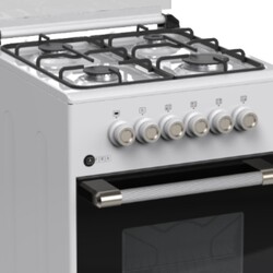 AFRA Free Standing Cooking Range, 50x50, 4 Burners, White Enamel, Compact, Adjustable Legs, Tray and Grid Included, G-Mark, ESMA, RoHS, CB, AF-5050CRGW, 2-year warranty.