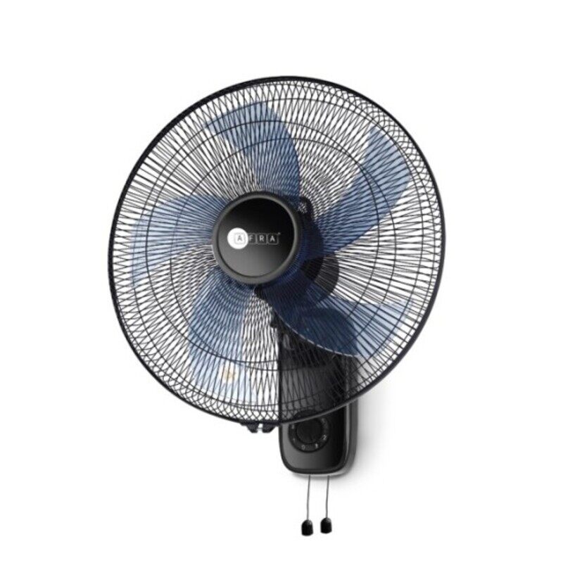 

AFRA Wall Mount Fan, 16 Inch, 60w, 5.5m3/min Flow Rate, 90° Oscillation, RPM 1250 with 3 Speed Setting, Black, AF-1612WFBK, 2 Year Warranty