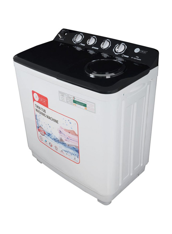 AFRA Washing Machine-Top Load, 450W, 10 Kg, Twin Tub, Semi-Automatic, Freestanding, Durable Plastic Housing, Washing G-MARK, ESMA, ROHS, and CB Certified, AF-1061WMWB, 2 years Warranty