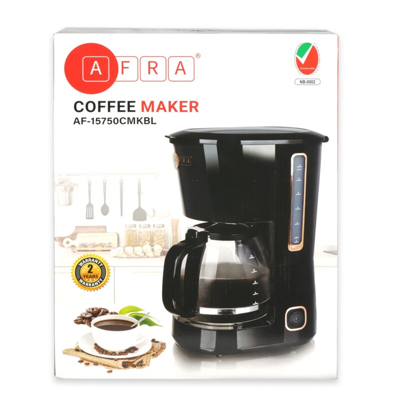 AFRA Japan Coffee Maker, 1.5L Capacity, 750W, Anti-Drip, Removable Filter, Automatic Shut Off, G-Mark, ESMA, RoHS, CB, 2 Years Warranty