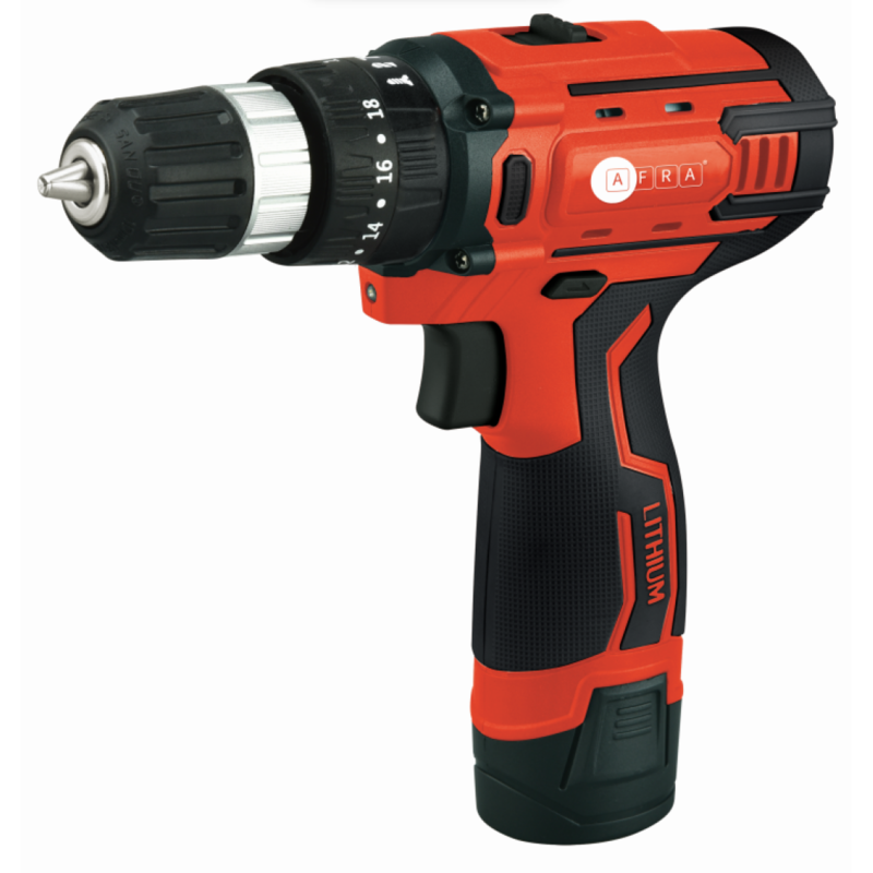 AFRA Cordless Pistol Impact Drill Driver 12V, 23N.M Torque, 0-450/0-1450rpm/min, Compact Design, LED Indicator, Model AFT-10-12CDRD, 1-Year Warranty