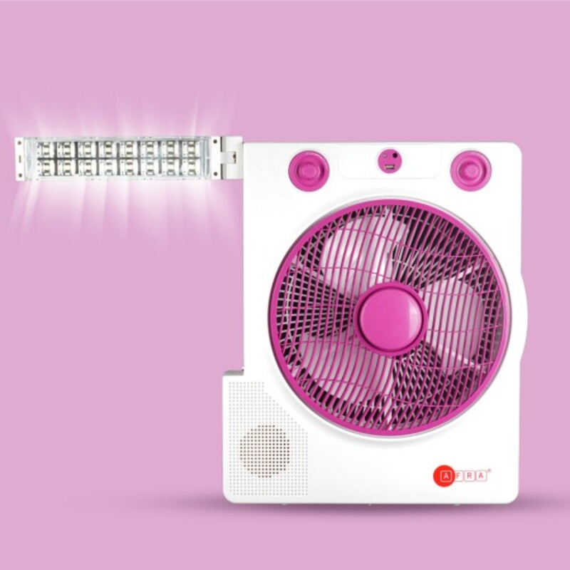 AFRA Japan, Portable Compact Fan, 220-240V, 12’’, Rechargeable, Adjustable,  LED Light, USB Ports,Overcharge Protection, G-MARK, ESMA, ROHS, and CB Certified, With 2 Year Warranty