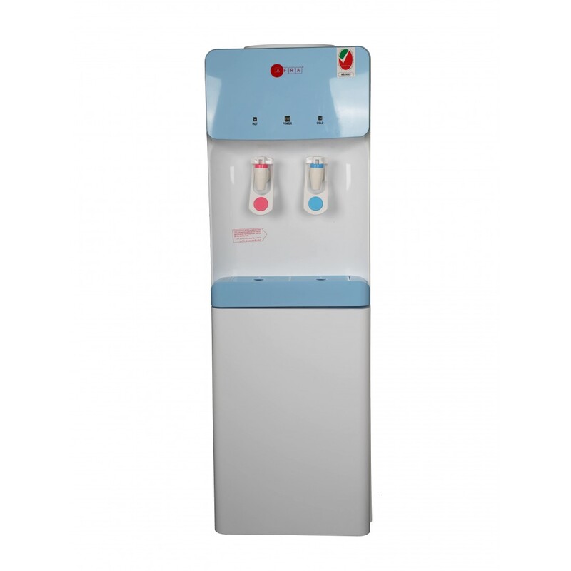 AFRA Water Dispenser Cabinet, 5L, 630W, Floor Standing, Top Load, Compressor Cooling, 2 Tap, Stainless Steel Tanks, Blue & White, G-MARK, ESMA, ROHS, and CB Certified, AF-95WDWT, 2 years Warranty