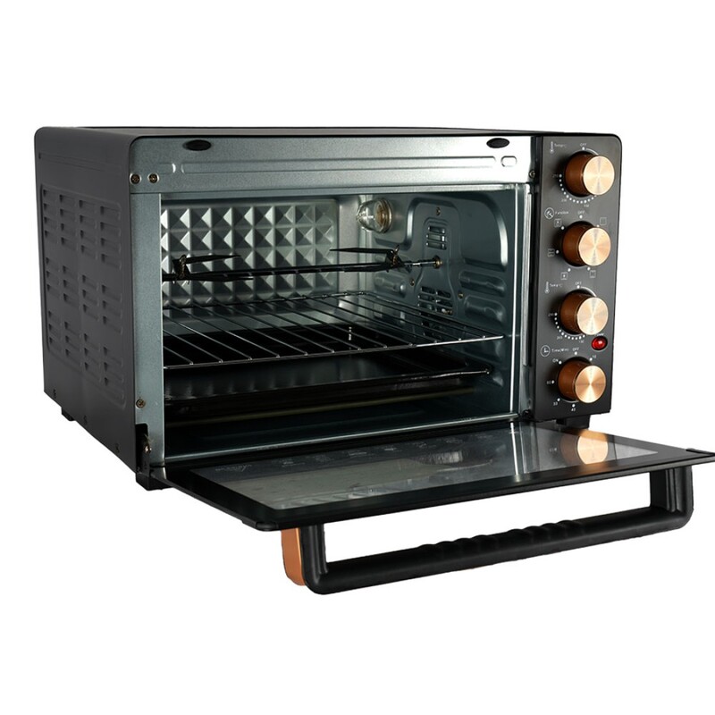 AFRA Electric Oven Toaster, 30L, 1500w Convection Rotisserie & Oven Lamp, 4 Knobs Tray, Rack, Handle, 7-Functions control, Adjustable Thermostat 70 to 250C, AF-3015OTBK, 2-Year Warranty