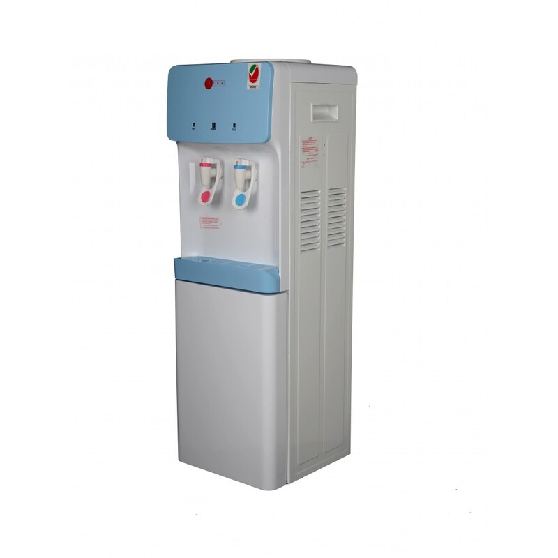 AFRA Water Dispenser Cabinet, 5L, 630W, Floor Standing, Top Load, Compressor Cooling, 2 Tap, Stainless Steel Tanks, Blue & White, G-MARK, ESMA, ROHS, and CB Certified, AF-95WDWT, 2 years Warranty
