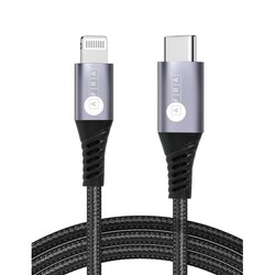 AFRA USB Charging Cable, 3A, 20W, Nylon-Braided Jacket, With Data Transmission, Type C to iPhone connector, 1 meter length, Durable, Tangle Free