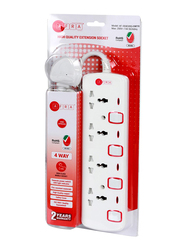 AFRA Universal Extension Cord, 4 Way, 4 Universal Sockets, 5 Meter Cable, Easy Set-Up & Storage, Shockproof, 250V, AF-004EXRD-5MT, with 2 years warranty
