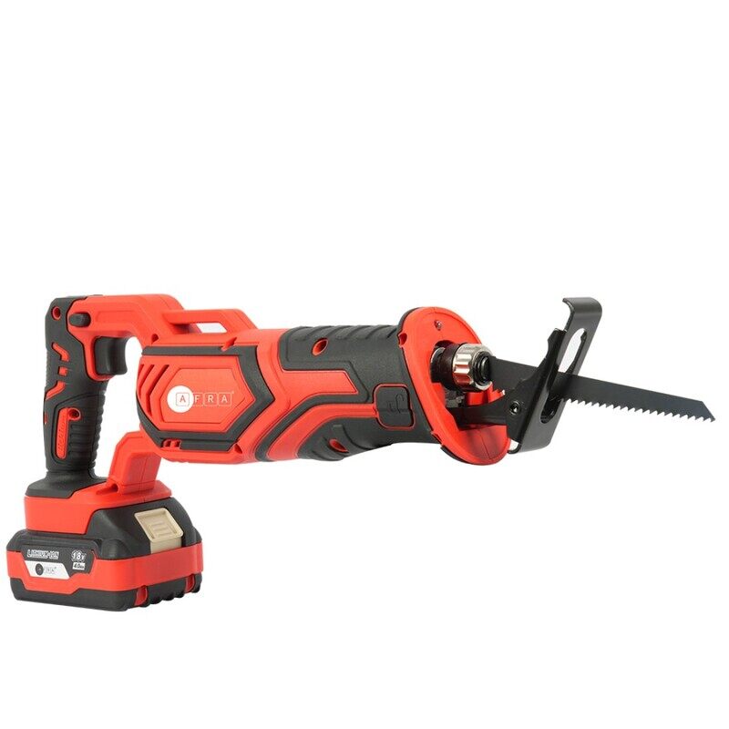 

AFRA CORDLESS RECIPROCATING SAW, 18V, 4.0Ah Battery, 0-3200rpm, 115mm Cutting Capacity, Brushless Motor, Lightweight, Durable Design, Model AFT-18RS-1