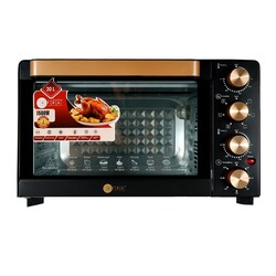AFRA Electric Oven Toaster, 30L, 1500w Convection Rotisserie & Oven Lamp, 4 Knobs Tray, Rack, Handle, 7-Functions control, Adjustable Thermostat 70 to 250C, AF-3015OTBK, 2-Year Warranty