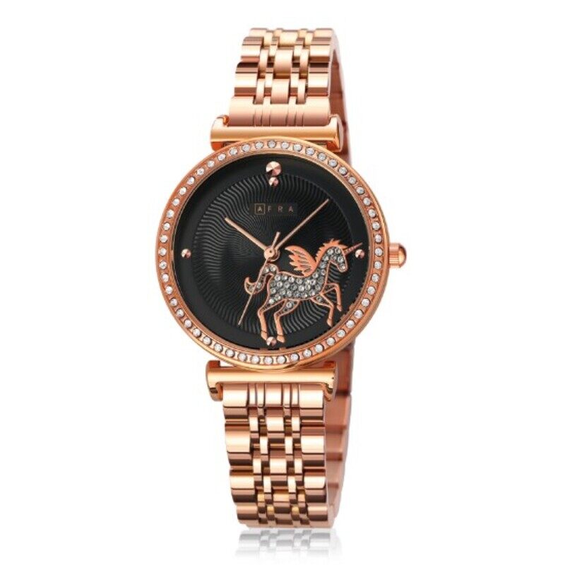 

AFRA Keren Lady’s Watch, Rose Gold Metal Alloy Case, Rose Gold Bracelet Strap, Water Resistant 30m