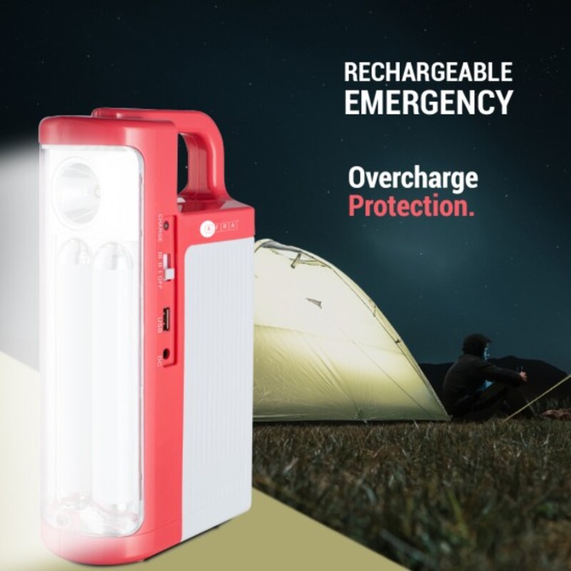 AFRA Emergency LED Light, 220-240V, Carrying Handle, Indoor & Outdoor, Overcharge Protection, G-MARK, ESMA, ROHS, and CB Certified, AF-3002ELRD, 2 Years Warranty.