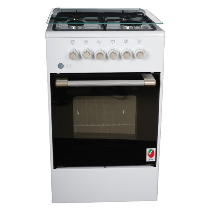 AFRA Japan Free Standing Cooking Range, 50x50, 4 Burners, White Enamel, Compact, Adjustable Legs, Tray and Grid Included, G-Mark, ESMA, RoHS, CB, 2 years warranty.