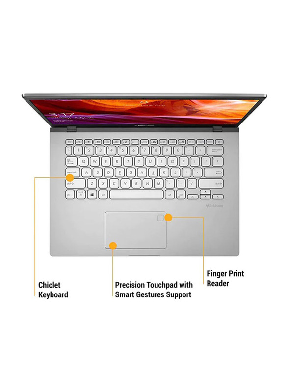 Asus X409FA Laptop, 14" Full HD Display, Intel Core i3-10110U 10th Gen 2.1 GHz, 1TB HDD, 4GB RAM, Intel UHD 605 Graphics, EN KB, Windows 10, Transparent Silver