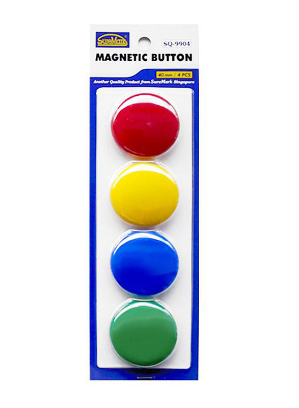 Suremark Magnetic Buttons, 40mm, 4-Pieces, Multicolour