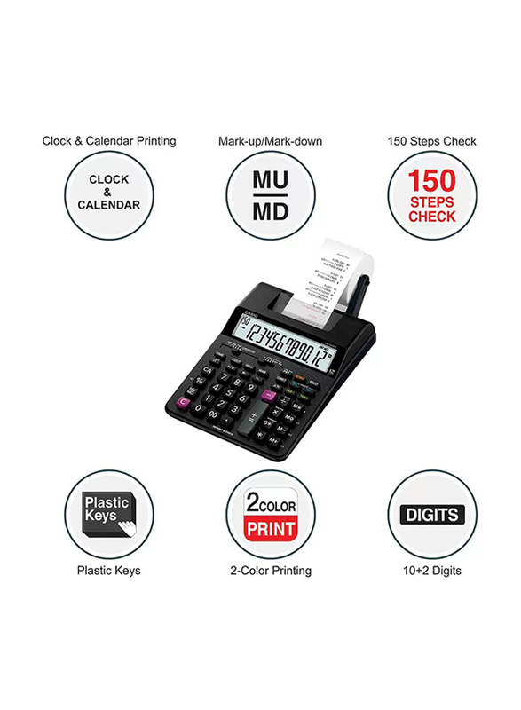 Casio HR105 Calculator with Printing, Black
