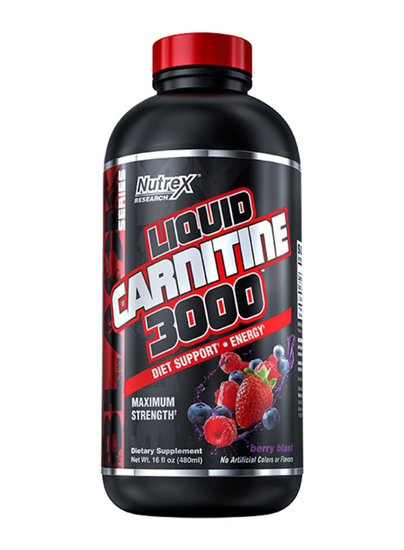 Nutrex Liquid Carnitine 3000 Diet Support & Endurance Dietary Supplement, Berry Blast, 480ml