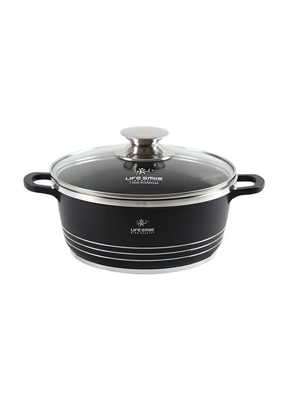 

Life Smile 36cm Classic Non-Stick Aluminium Soup Pot, LUP-36BB, Black