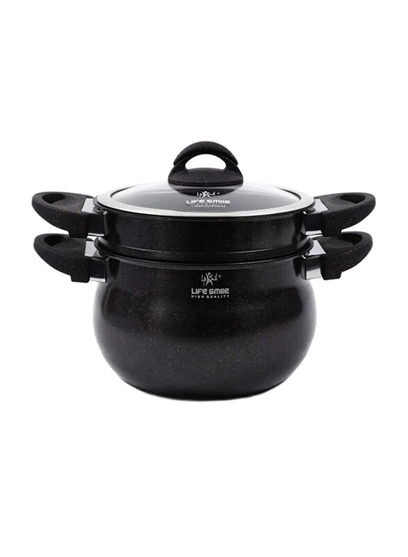 

Life Smile 3-Piece Cookware Set, Black/Clear