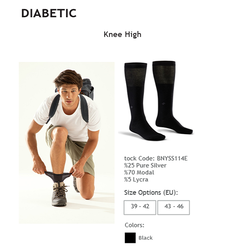 Diabetic Knee High Silver Socks