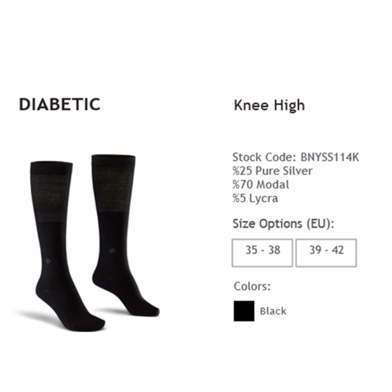 Diabetic Knee High Silver Socks