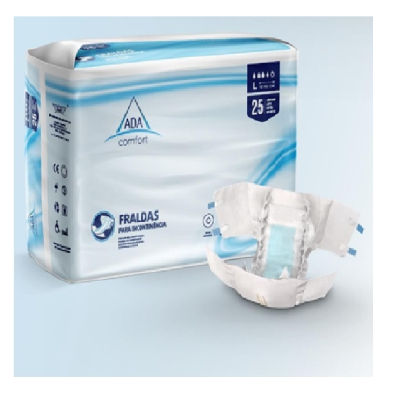 ADA Comfort - Hospital Line   Adult Diaper - Size : Medium   ( 80 - 125 CM )  25 Pieces