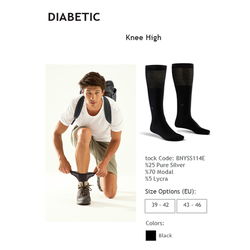 Diabetic Knee High Silver Socks