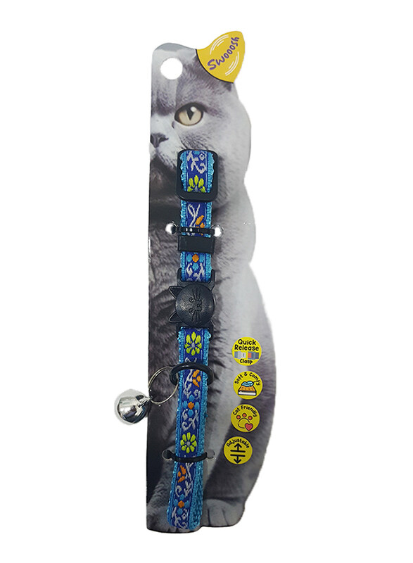 

Swooosh Flowericious Flower Safe Cat Collar, Blue