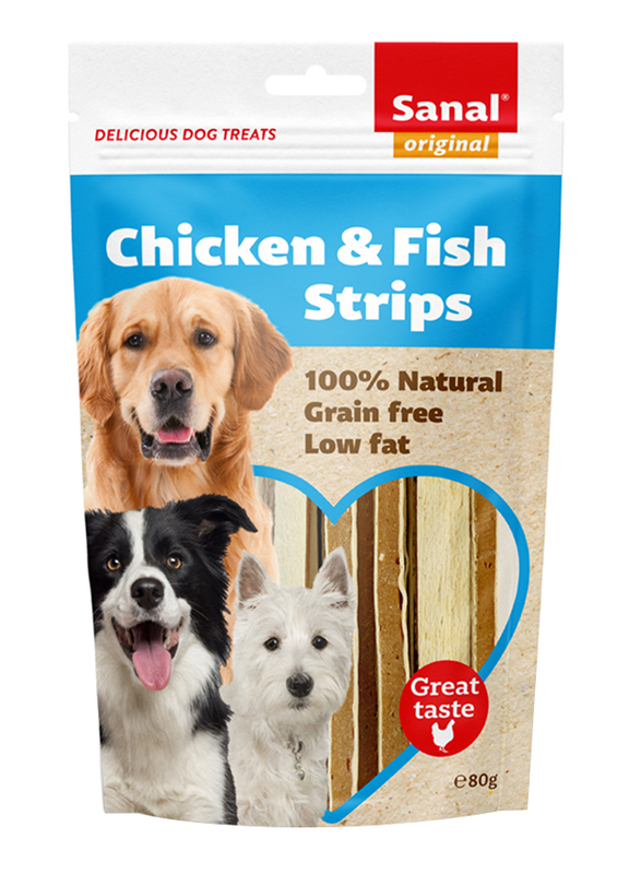Sanal Chicken & Fish Strips Dog Dry Food, 80g