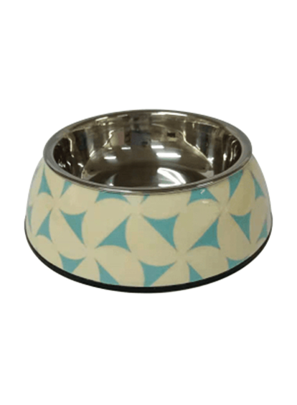 Nutrapet Applique Melamine Round Bowl, Large, Blue/Jasmine