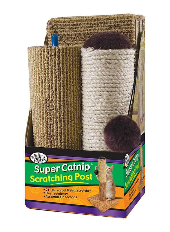 Four Paws Supper Catnip Scratching Post, Brown